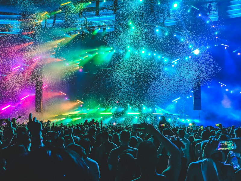 Rock concert crowd energy