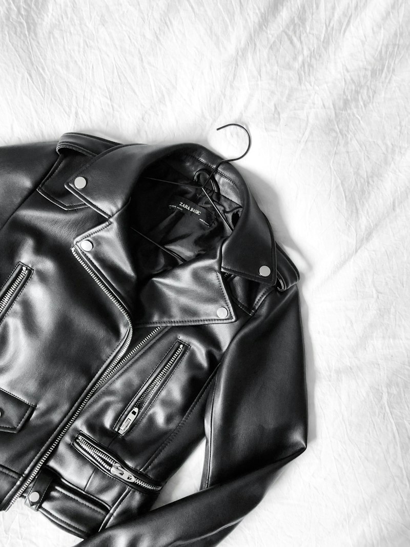Brown leather jacket detail